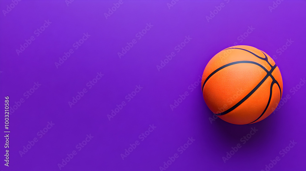 A bright purple background with a neon-colored basketball resting in the middle. Basketball on a purple background.
A bright purple background with a neon-colored basketball resting in the middle. Basketball on a purple background.