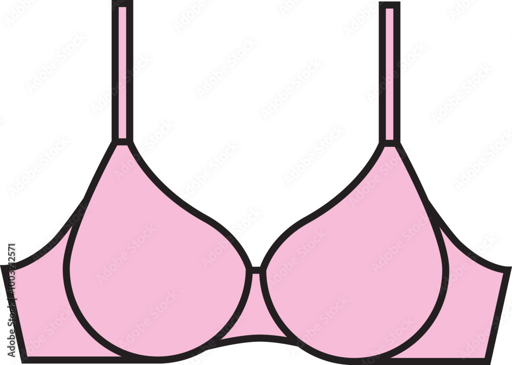 Bra Pink color female Underwear icon. Bra Pink color female Underwear icon.