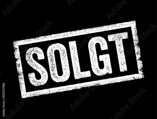 SOLGT is Danish for sold, it indicates that an item, property, or service has been purchased by someone else in exchange for payment, text concept stamp