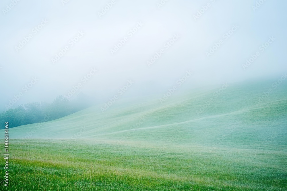 In Castelluccio di Norcia, Italy, fog and clouds emerge at dawn on Vettore meadows In Castelluccio di Norcia, Italy, fog and clouds emerge at dawn on Vettore meadows
