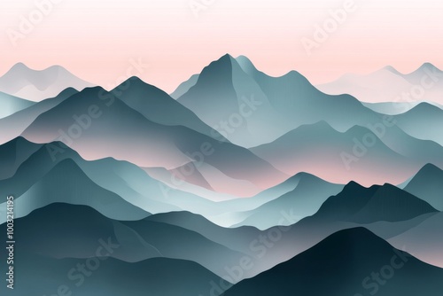 Mountains landscape. Nature background. Modern illustration for backdrops, banners, prints, posters, murals, and wallpapers.