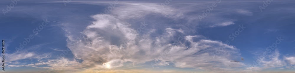 blue evening sky hdri 360 panorama with clouds before sunset with zenith for use in 3d graphics as sky dome or edit drone shot as sky replacement blue evening sky hdri 360 panorama with clouds before sunset with zenith for use in 3d graphics as sky dome or edit drone shot as sky replacement