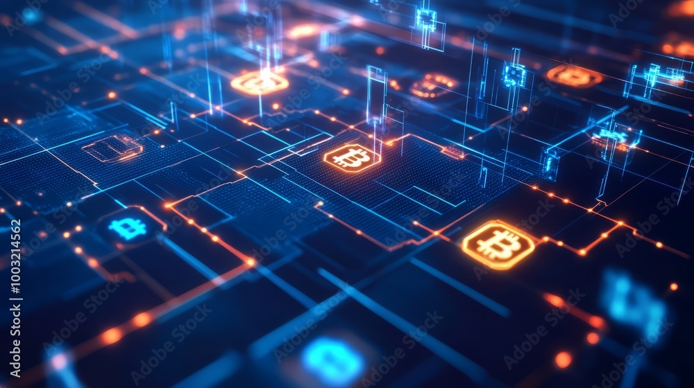 Fototapeta premium High-tech blockchain network design.