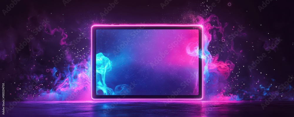 A vibrant purple frame with blue and pink swirling liquid shapes creating a mesmerizing and dynamic abstract effect A vibrant purple frame with blue and pink swirling liquid shapes creating a mesmerizing and dynamic abstract effect