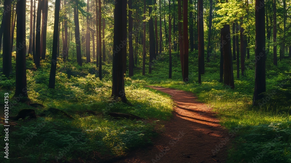 Obraz premium Grassy forest trees, Caucasus, Russia.