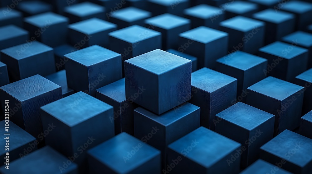 Abstract 3D Blue Cubes Pattern Background Abstract 3D Blue Cubes Pattern Background