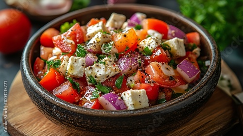 Fresh Tomato Salad with Feta Cheese and Red Onion