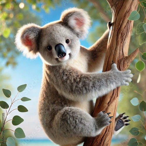 koala animal climb the tree photo