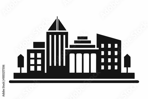 Urban architecture icon silhouette black Vector art illustration