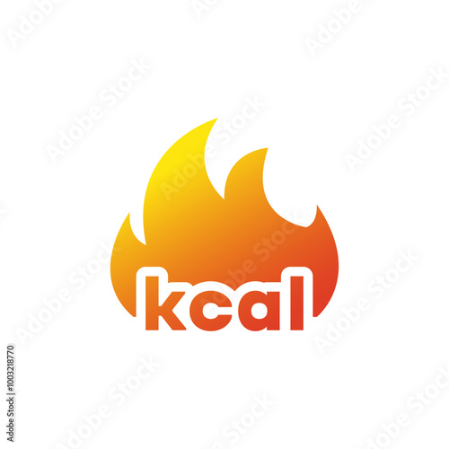 Burned calories icon set. Kilocalorie sign on fire. Dieting. Calorie deficit.