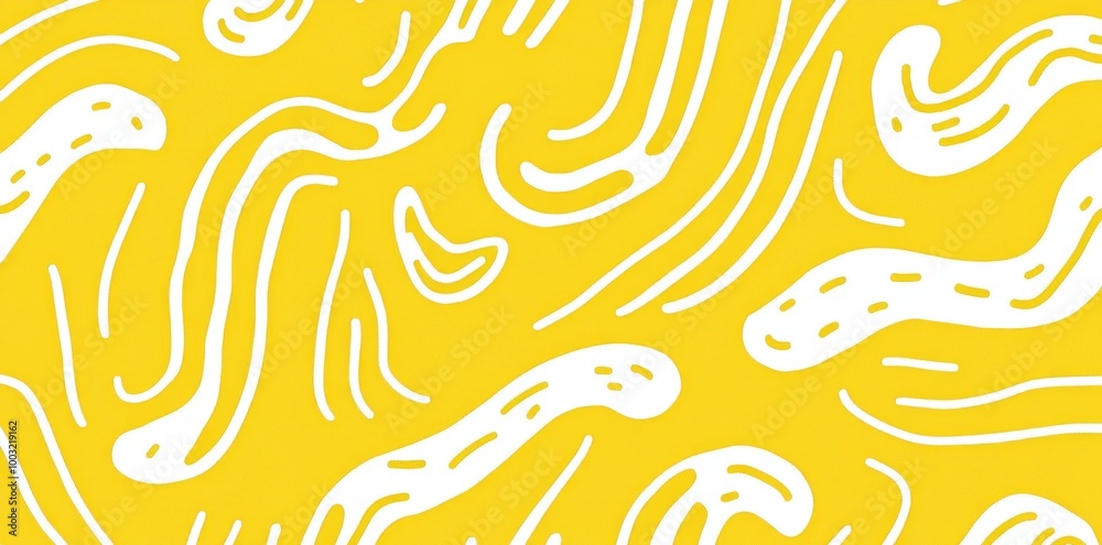 Fototapeta premium Children's doodle seamless pattern. Abstract squiggles drawing background for children, trendy design with basic shapes, scribble wallpaper.