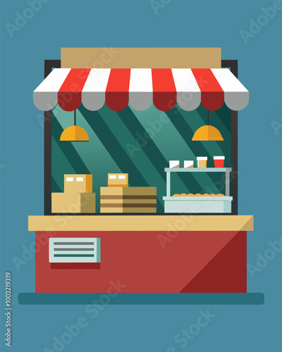 A neglected deli counter with no meats cheeses or employees present.. Vector illustration