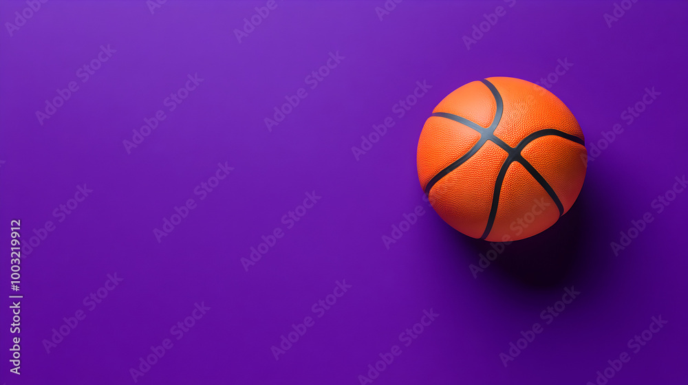 A bright purple background with a neon-colored basketball resting in the middle. Basketball on a purple background.
A bright purple background with a neon-colored basketball resting in the middle. Basketball on a purple background.