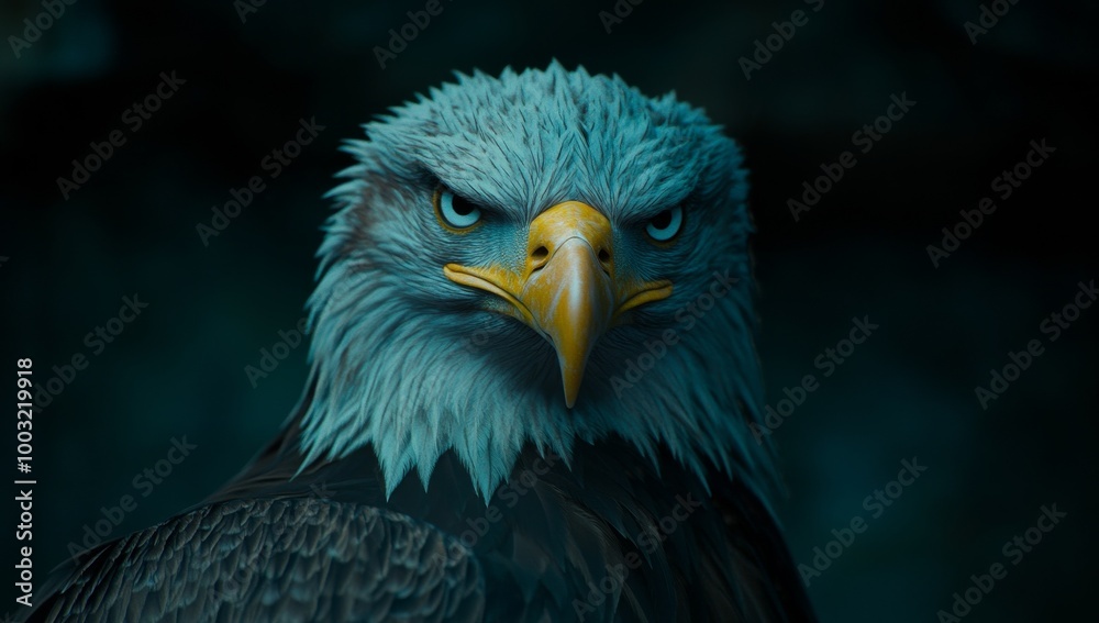 Obraz premium Abstract eagle wallpaper with a contrast background. A falcon in vivid colors derived from generative AI.