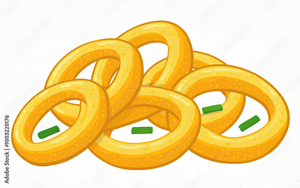 yellow corn rings with cheese and green onion flavor. Beer snacks yellow corn rings with cheese and green onion flavor. Beer snacks