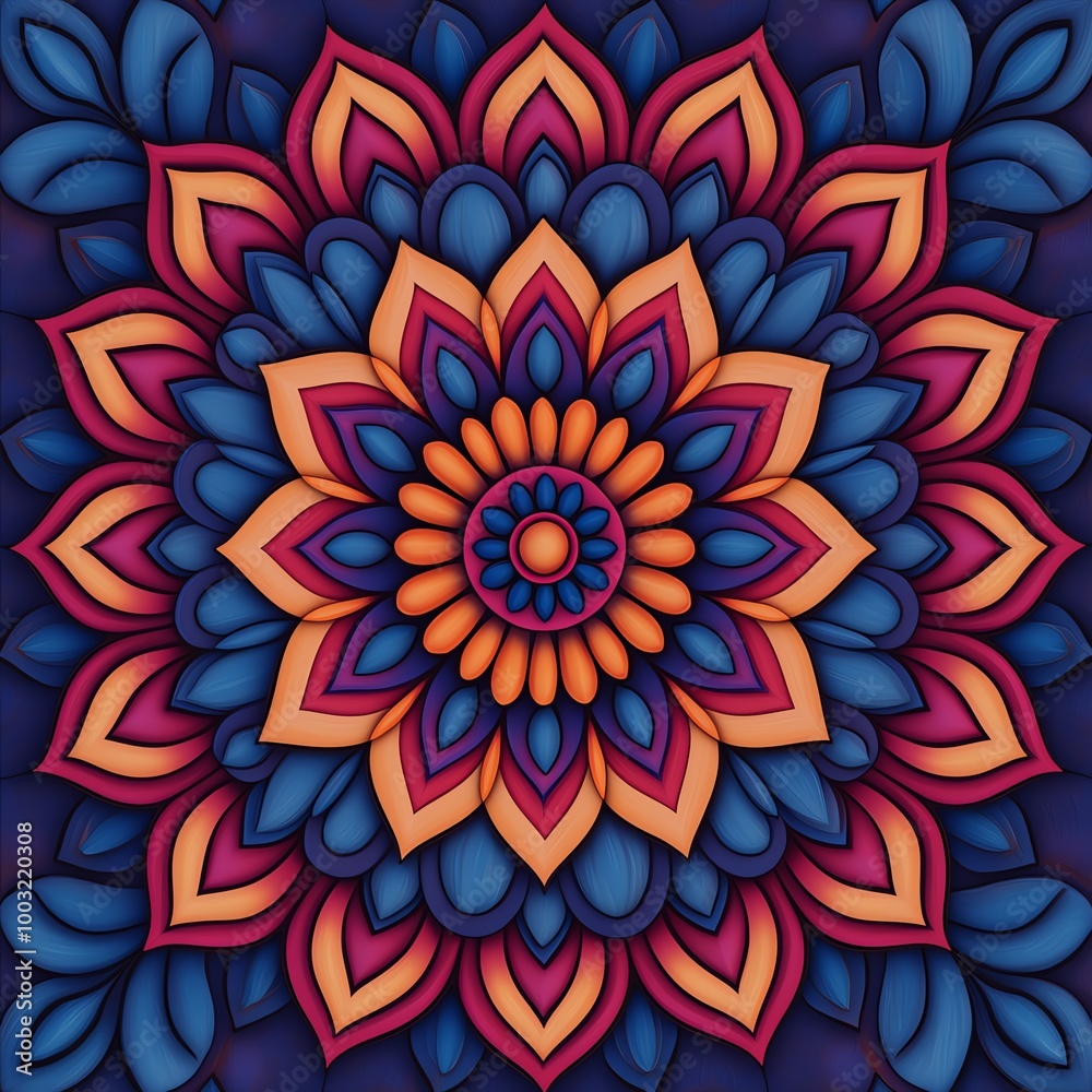 Create a colorful Mandala Pattern design. Create a colorful Mandala Pattern design.