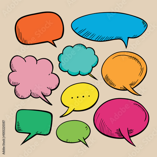 set of colorful speech bubbles