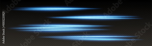 Blue speed lines, glowing magic rays, abstract neon lines. Lights in motion effect. Vector illustration.
