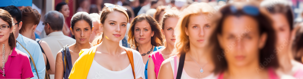 Lost in the Crowd. Faces in a Crowd: Young Women Blend Into a Busy City ...