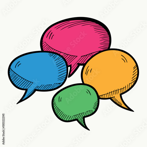 set of colorful speech bubbles