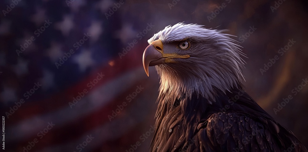 Fototapeta premium This is an abstract painting concept depicting the bald eagle, which is the national symbol of the United States of America.