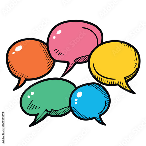 set of colorful speech bubbles