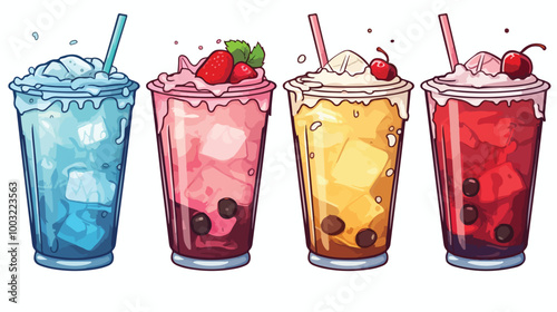 Cartoon Berry Glass Beverage Sketch Vector Illustration
