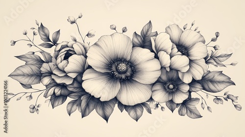 Wallpaper Mural intricate black and white floral illustration Torontodigital.ca