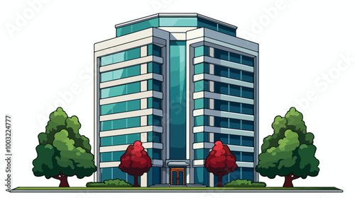 Modern Building Isolated Icon in Cartoon Style for Vector Illustration