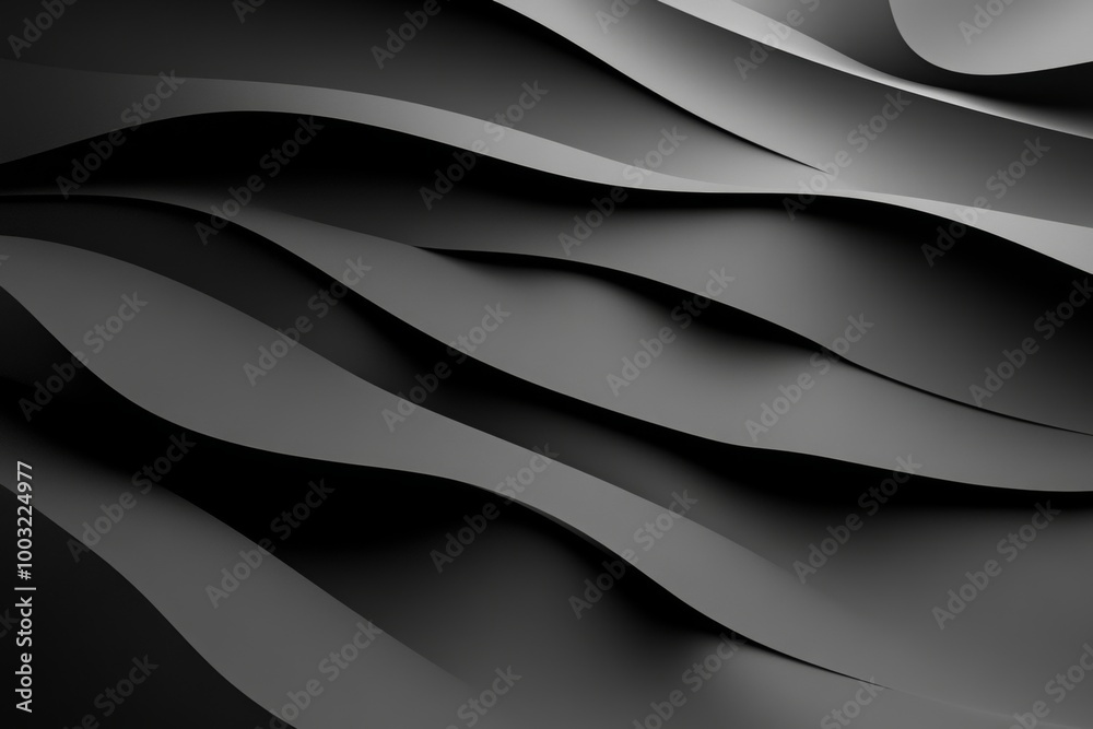 Fototapeta premium Black 3D panels on a minimal geometric background.