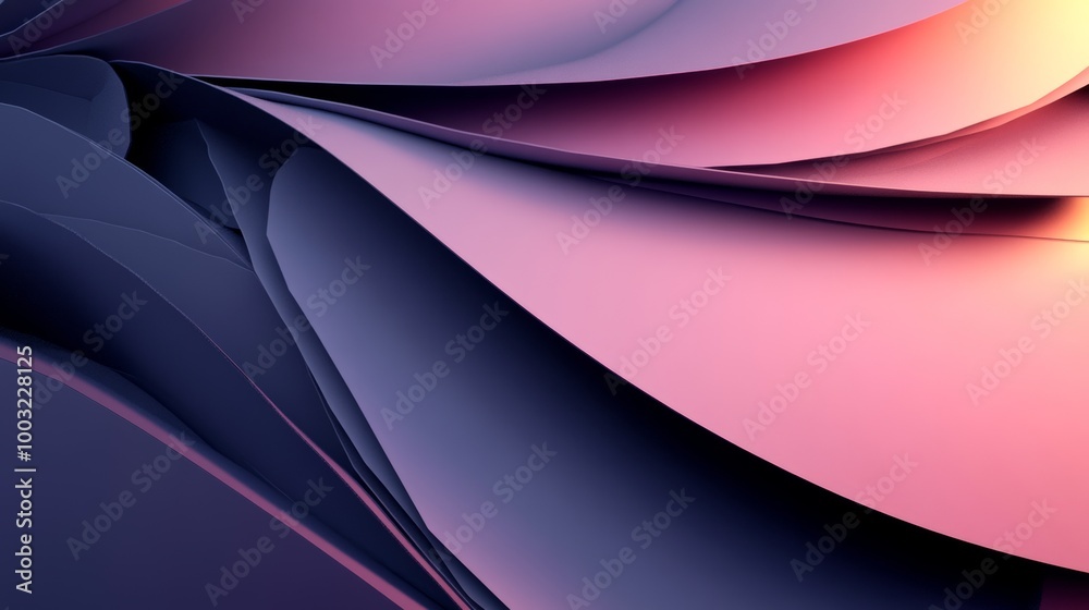 Naklejka premium 3D texture with wavy folds in pink, blue, violet, and blue. Abstract background with paper waves.