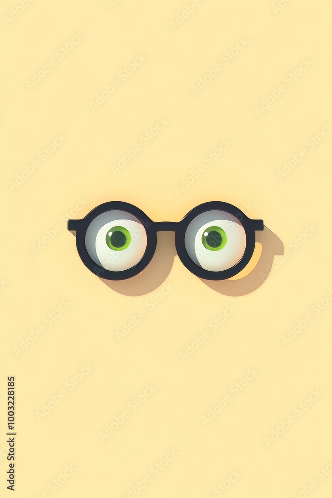 Fototapeta premium A humorous Halloween concept with eyeglasses and doll eyeballs on an orange background
