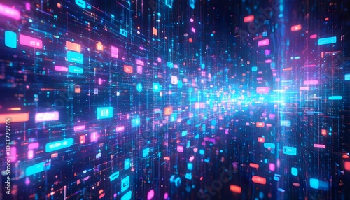 Futuristic abstract technology background showcasing network connections with dots and lines in a geometric cyberspace environment for enhanced business communication