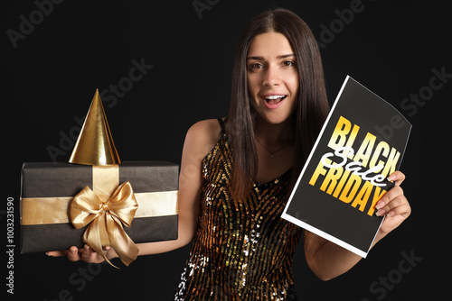 Young woman with gift and p...