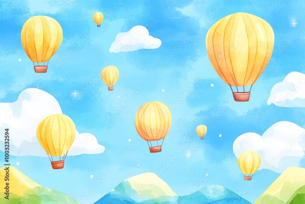 Flowing balloons with a seamless background. Stock image. Flowing balloons with a seamless background. Stock image.