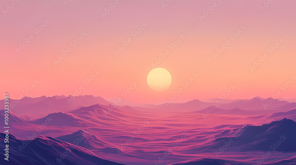 Alien landscape, a panorama of a surface of another planet at sunrise,. Alien Landscape. Illustration Alien landscape, a panorama of a surface of another planet at sunrise,. Alien Landscape. Illustration
