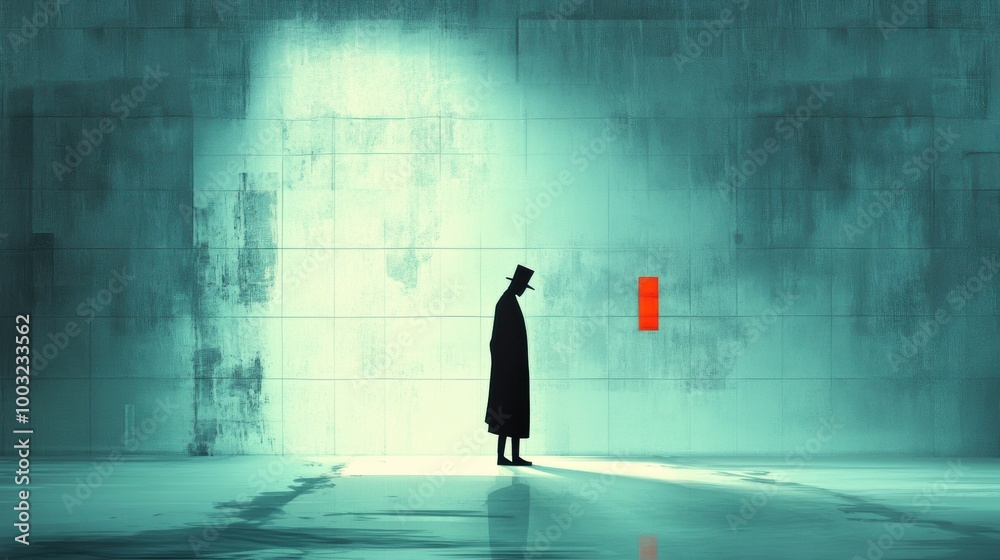 Fototapeta premium Mysterious figure in urban minimalist setting