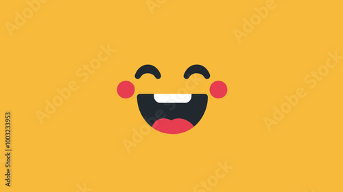 Joyful Emoji Vector with Happy Face Expression on Yellow Background for Digital Communication and Social Media Design