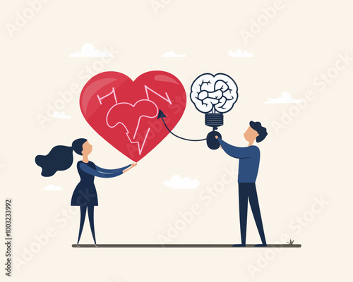Balancing Emotional Intelligence: Flat Concept Vector of Heart-Emotion Connection and Logical Thinking Brain