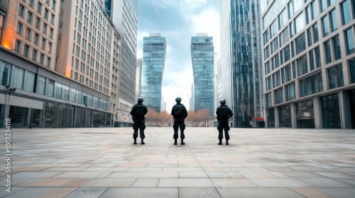 Urban Security Forces in Modern Cityscape