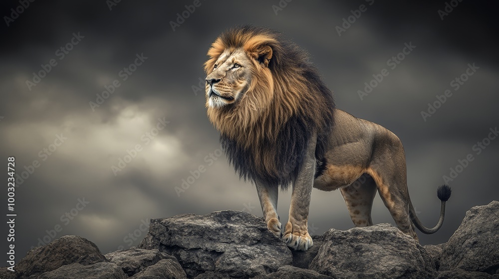 Stock Photographic Image of a lion in the sun in 8K Stock Photographic Image of a lion in the sun in 8K