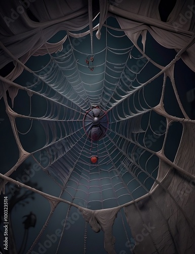 spider web with dew drops