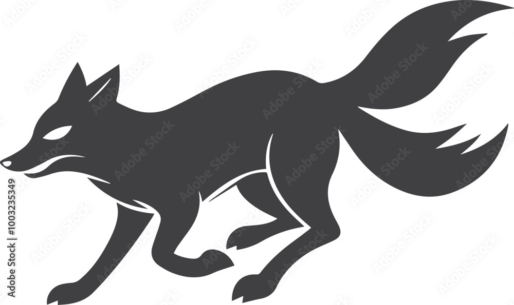 Fototapeta premium an angry fox running logo silhouette