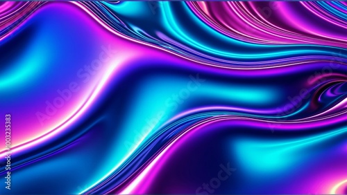 Metallic Liquid Abstract Background with Neon Holographic Colors