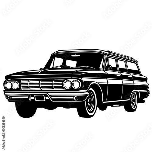 Classic car , vintage station wagon car 