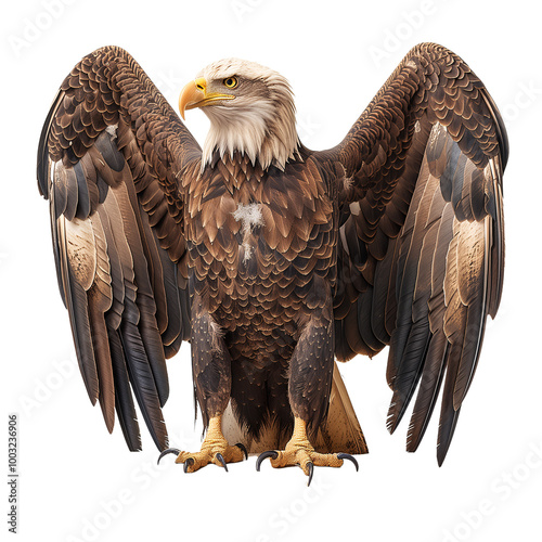 Majestic Bald Eagle Half Open Wings with SPQR Scene Recreation - Transparent