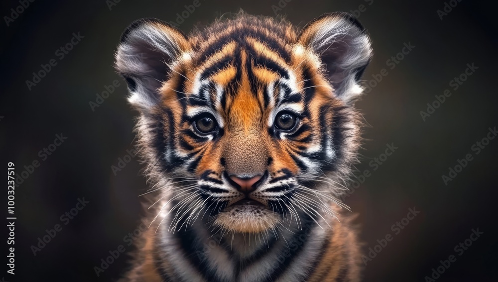 Obraz premium This cute baby tiger wallpaper image background was generated using stock