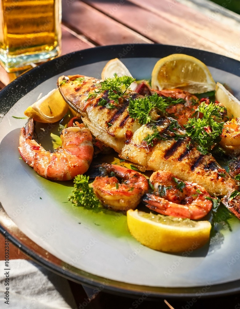 Grilled fish & shrimp plate Grilled fish & shrimp plate