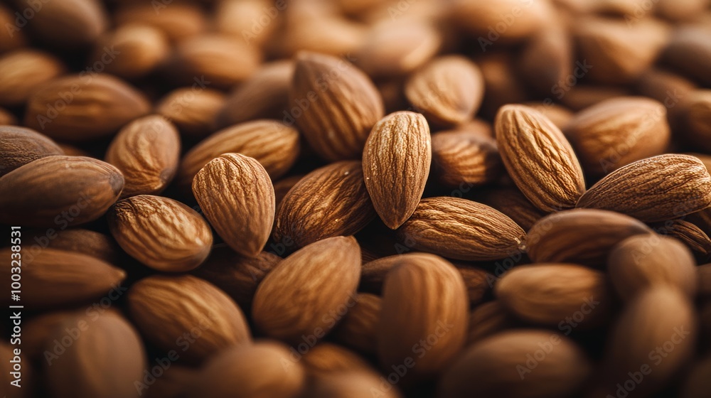 Close-up image of dry roasted almonds, highlighting their health benefits as a source of healthy fats