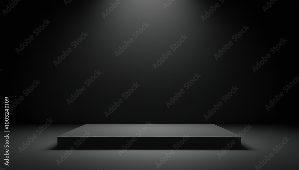 Rectangular Podium on Black Background for Product Presentation Rectangular Podium on Black Background for Product Presentation